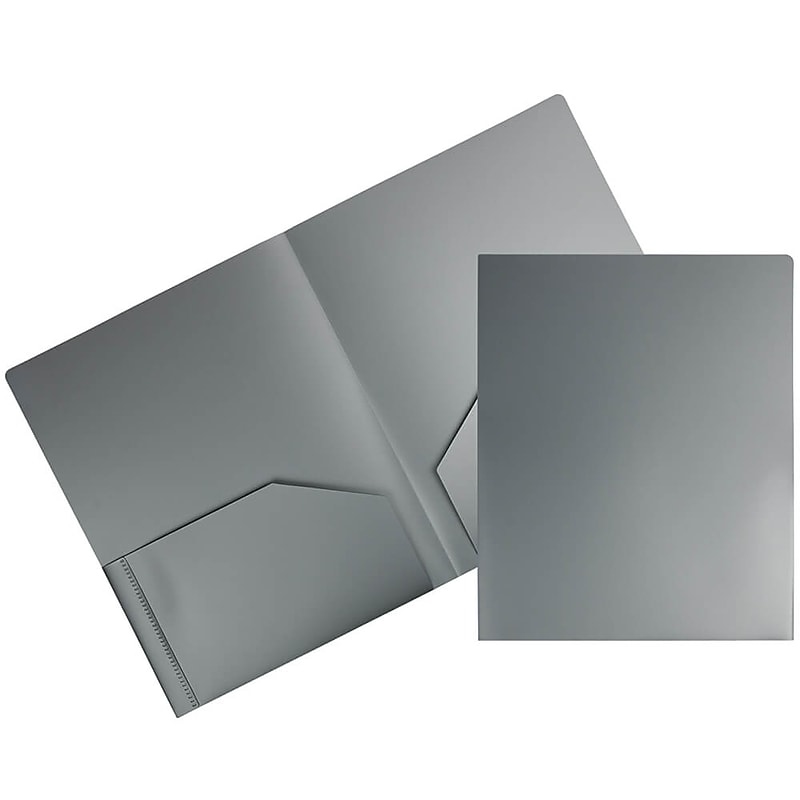 JAM Paper 2-Pocket Heavy Duty Plastic Folders, Silver, 108/Pack (383Hsib) image 1