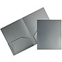 JAM Paper Heavy Duty 2-Pocket Plastic Folders, Silver, 6/Pack (383HSIA)~#|#~sp92366466_sc7