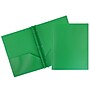 JAM Paper 2-Pocket Plastic Folders with 3 Fasteners, Green, 6/Pack (382ECGRD)~#|#~sp92366482_sc7