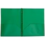 JAM Paper 2-Pocket Plastic Folders with 3 Fasteners, Green, 6/Pack (382ECGRD)~#|#~sp92366483_sc7