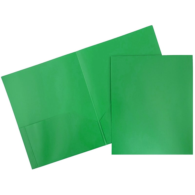 JAM Paper 2-Pocket Plastic Folders, Green, 6/Pack (382EGRD) image 1