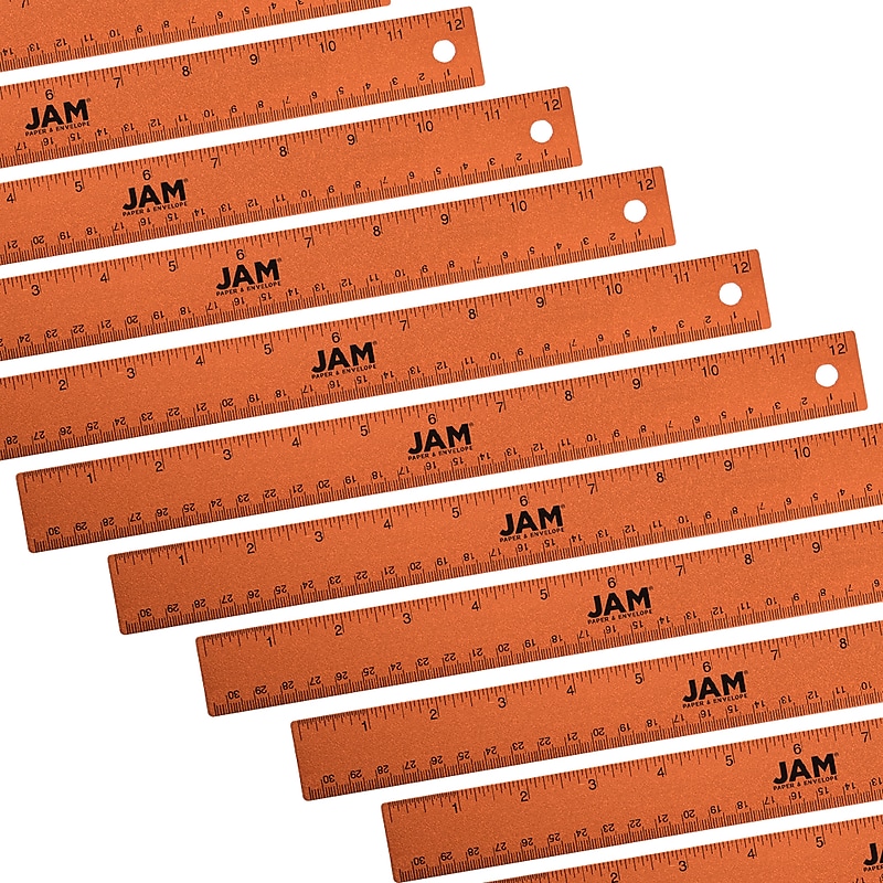JAM Paper Stainless Steel 12" Ruler, Orange, 12/Pack (347M12ORB) image 1