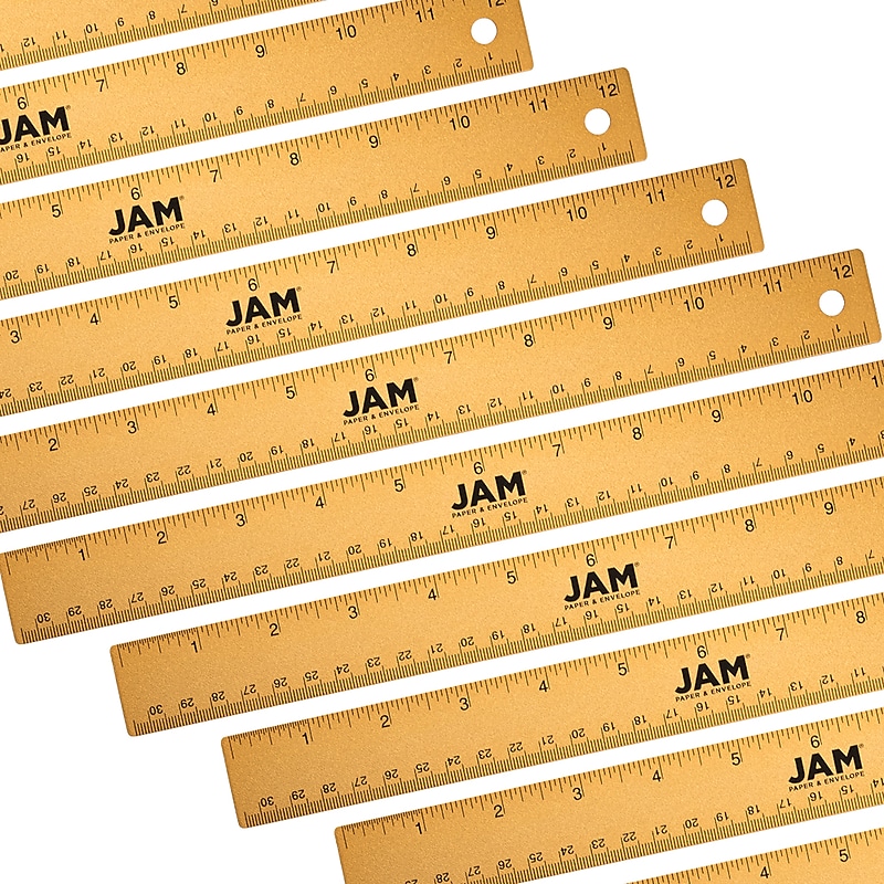 JAM Paper Stainless Steel 12" Ruler, Gold, 12/Pack (347M12GOB) image 1