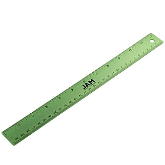 JAM Paper Stainless Steel 12" Ruler, Lime Green (347M12LI)