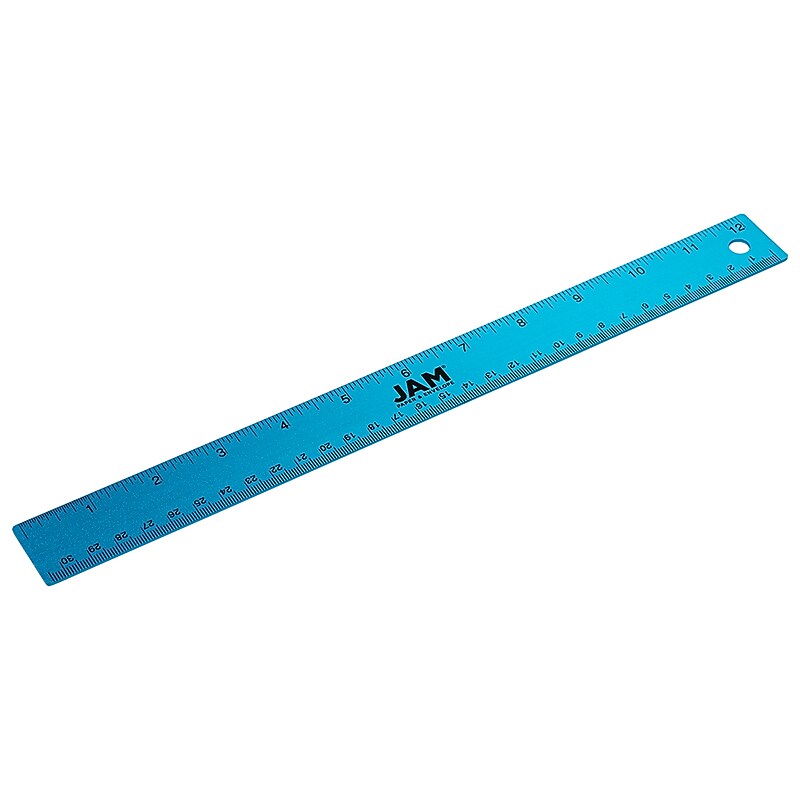 JAM Paper Stainless Steel 12" Ruler, Blue (347M12BU) image 1