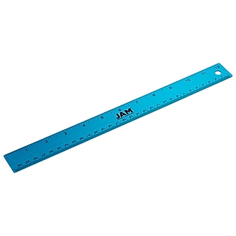 JAM Paper Stainless Steel 12" Ruler, Blue (347M12BU)