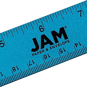 JAM Paper Stainless Steel 12" Ruler, Blue (347M12BU)
