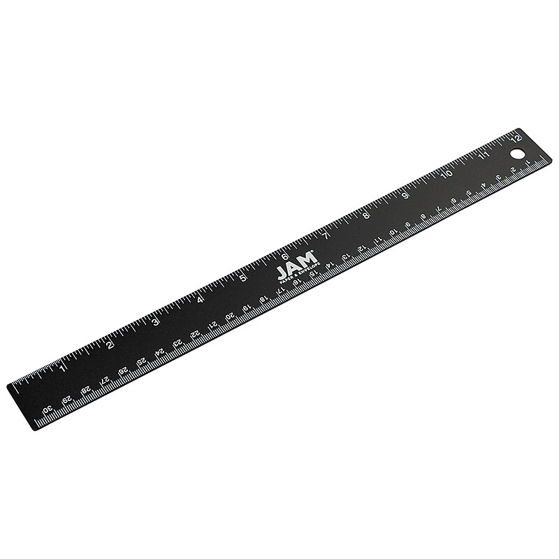 JAM Paper Stainless Steel 12" Ruler, Black (347M12BL) image 1