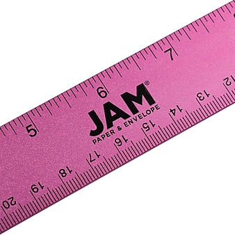 JAM Paper Stainless Steel 12" Ruler, Fuchsia (347M12FU)
