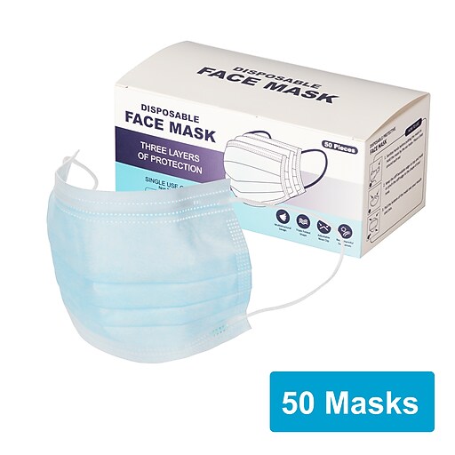 Disposable Earloop Face Mask, Blue, 50/Box (FIK0906U) at Staples