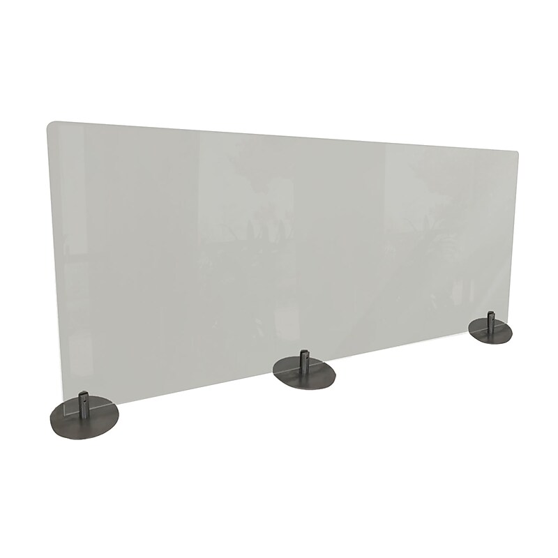 Ghent Non-Tackable Desktop Free Standing Protection Screen, 24"H x 59"W, Frosted Plastic (DPSF2459-F) image 1