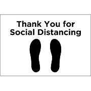 Cosco Paper Thank You for Social Distancing Safety Floor Sign, 12" x 18", White/Black (098463)