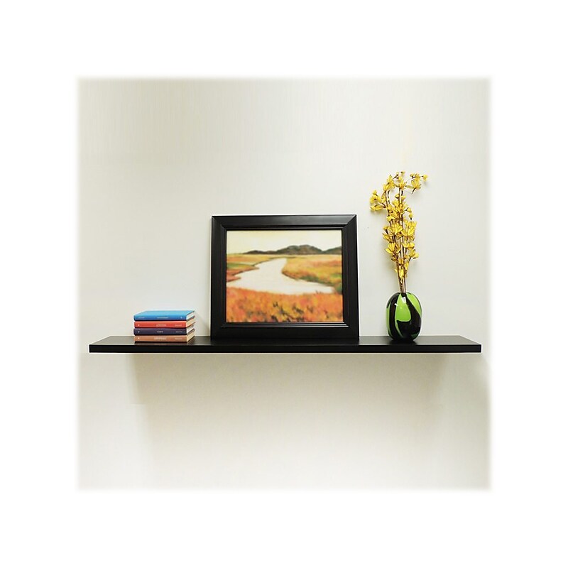 Eden Grove Slim MDF Mounted Shelf, 48", Black (9084674) image 1