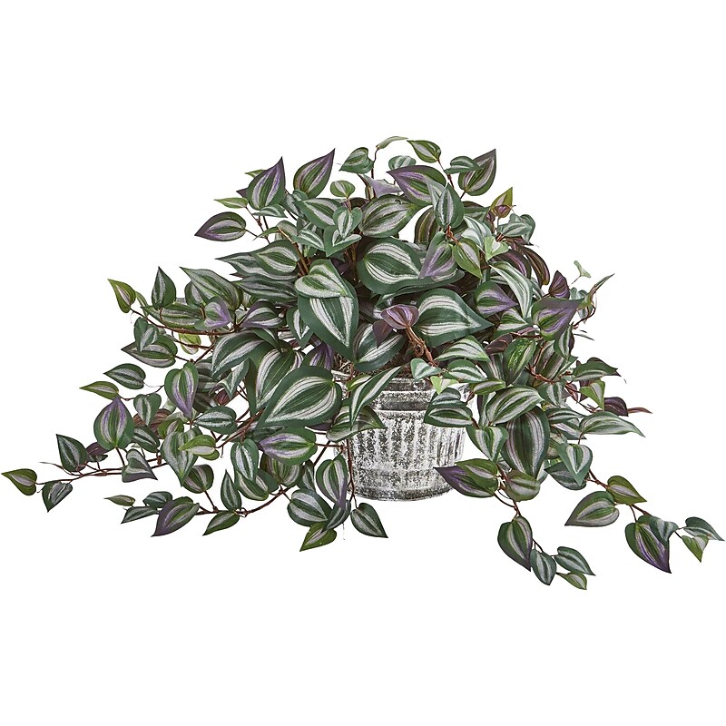 Nearly Natural Wandering Jew in Vintage Planter (8611) image 1