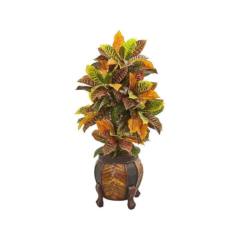 Nearly Natural Croton Plant in Pot (9464) image 1