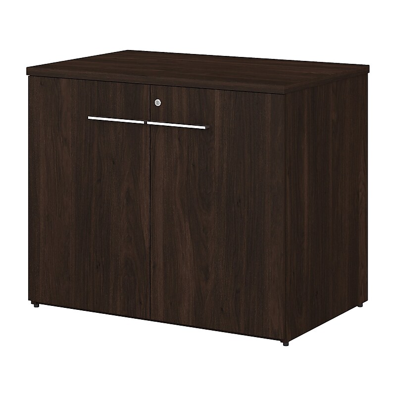 Bush Business Furniture Office 500 30"H Storage Cabinet with 2 Shelves, Black Walnut (OFS136BWSU) image 1