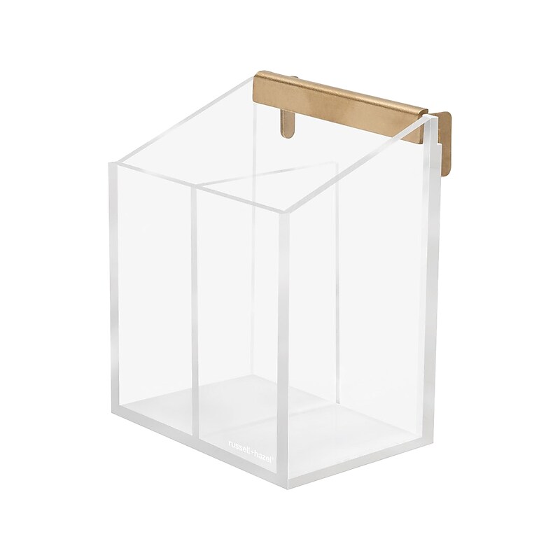 Russell+Hazel Acrylic Bloc Collection Wall Pencil Block, Clear/Gold (44628) image 1