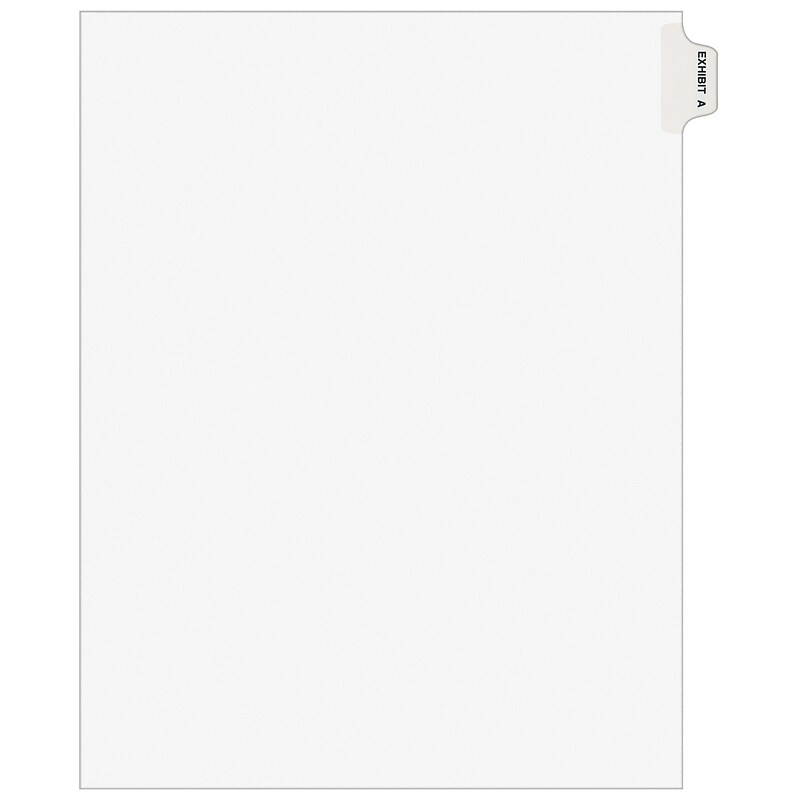 Avery Legal Pre-Printed Paper Dividers, Side Tab EXHIBIT A Tab, White, Avery Style, Letter Size, 25/Pack (01371) image 1