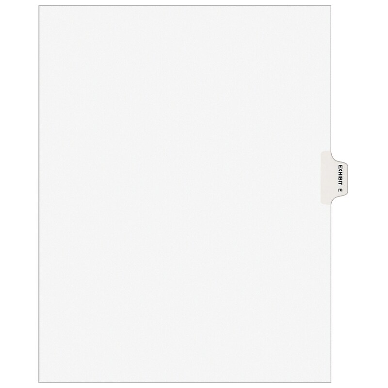Avery Legal Pre-Printed Paper Dividers, Side Tab EXHIBIT E Tab, White, Avery Style, Letter Size, 25/Pack (01375) image 1