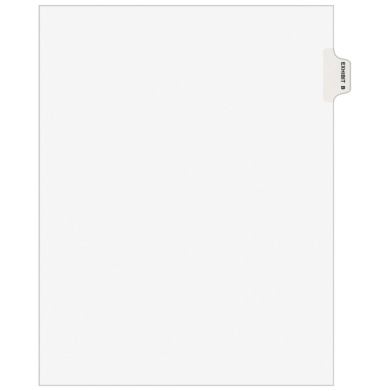 Avery Style Exhibit File Guide, Exhibit B, Letter Size, White, 25/Pack (01372) image 1