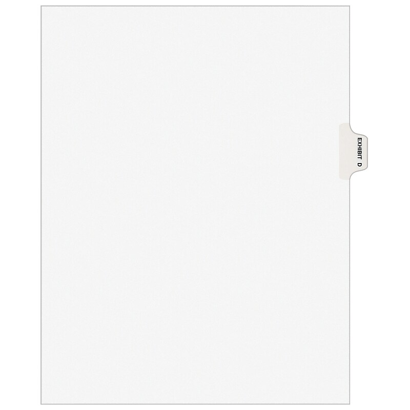 Avery Legal Pre-Printed Paper Dividers, Side Tab EXHIBIT D Tab, White, Avery Style, Letter Size, 25/Pack (01374) image 1