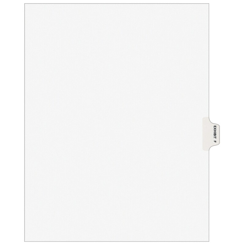 Avery Legal Pre-Printed Paper Dividers, Side Tab EXHIBIT F, White, Avery Style, Letter Size, 25/Pack (01376) image 1