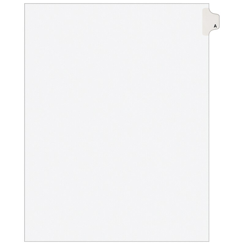 Avery Legal Pre-Printed Paper Divider, Side Tab A, White, Avery Style, Letter Size, 25/Pack (01401) image 1