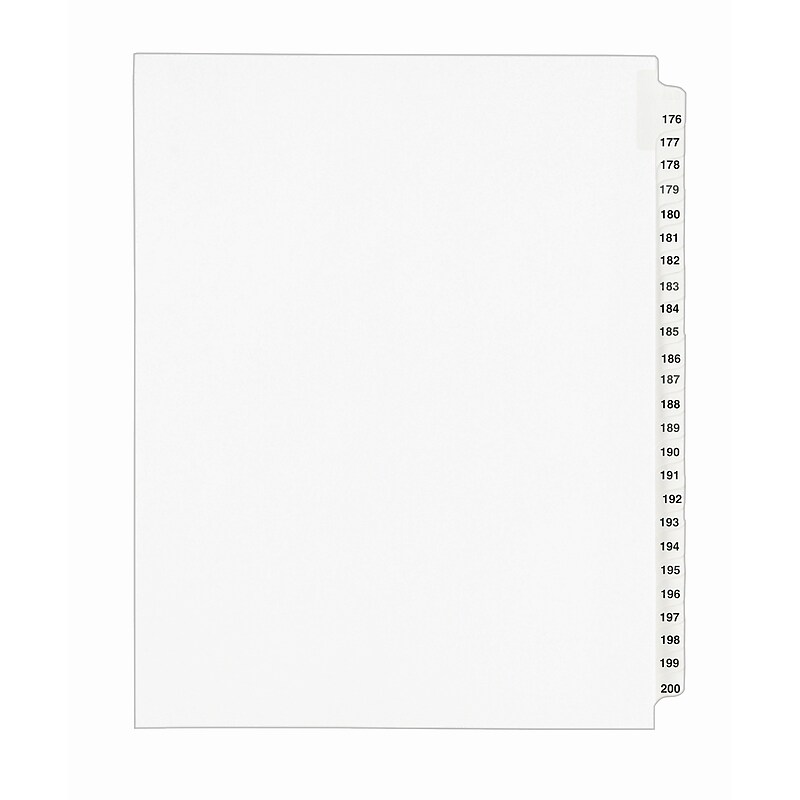 Avery Legal Pre-Printed Paper Divider Collated Set, 176-200 Tabs, White, Avery Style, Letter Size (01337) image 1
