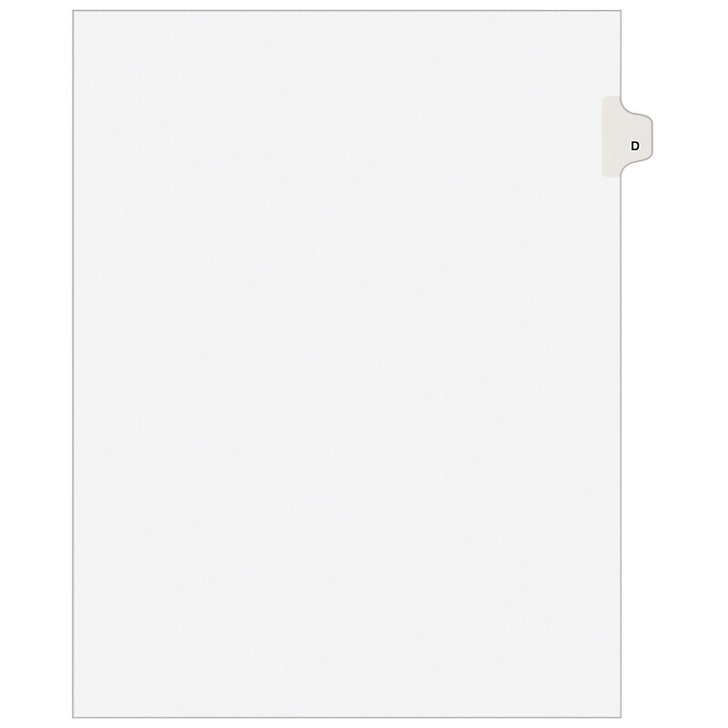 Avery Style Individual Legal Divider, Tab D, 8.5" x 11", White, 25/Set (01404) image 1