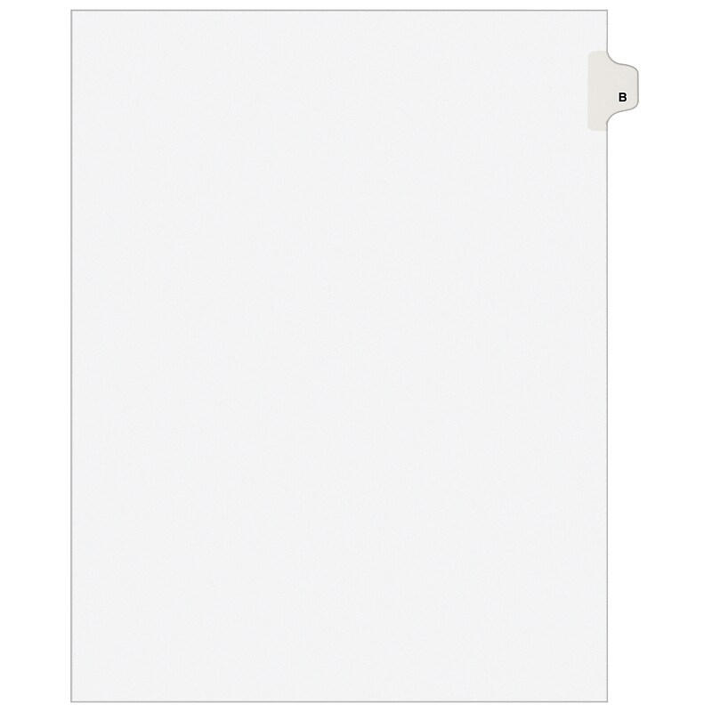 Avery Legal Pre-Printed Paper Divider, Side Tab B, White, Avery Style, Letter Size, 25/Pack (01402) image 1