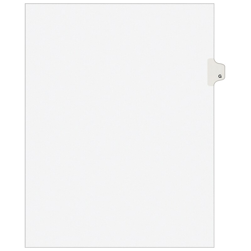 Avery Style Individual Legal Divider, Tab G, 8.5" x 11", White, 25/Set (01407) image 1