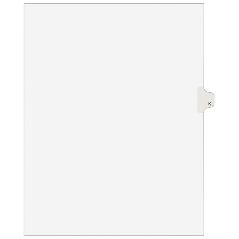 Avery Style Individual Legal Divider, Tab K, 8.5" x 11", White, 25/Set (01411) image 1