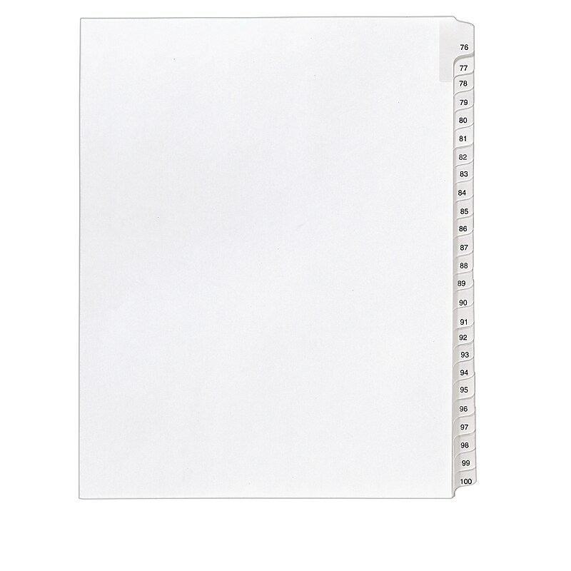 Avery Legal Pre-Printed Paper Divider Collated Set, 76-100 Tabs, White, Allstate Style, Letter Size (01704) image 1