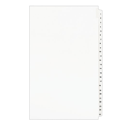 Avery : Allstate-Style Legal Side Tab Dividers 25 White Total of 50 Each 101-125 25-Tab 25 -:- Sold as 2 Packs of Letter / 
