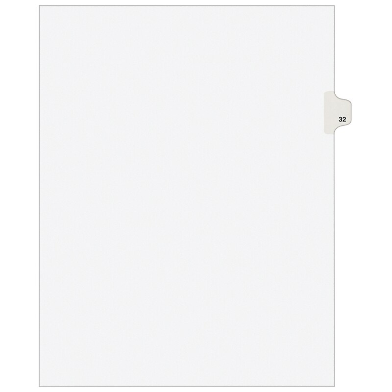 Avery Legal Pre-Printed Paper Dividers, Side Tab #32, White, Avery Style, Letter Size, 25/Pack (01032) image 1