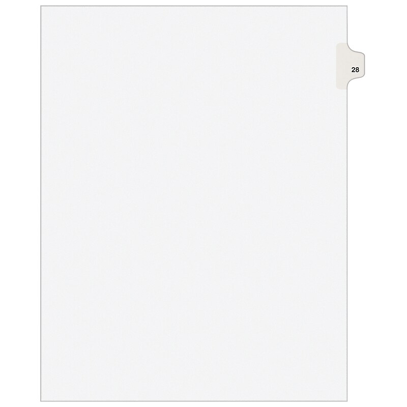 Avery Legal Pre-Printed Paper Dividers, Side Tab #28, White, Avery Style, Letter Size, 25/Pack (01028) image 1