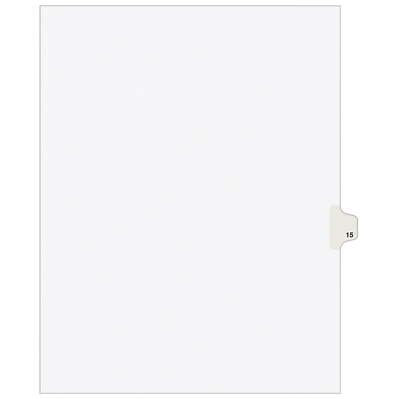 Avery Legal Pre-Printed Paper Dividers, Side Tab #15, White, Avery Style, Letter Size, 25/Pack (11925) image 1