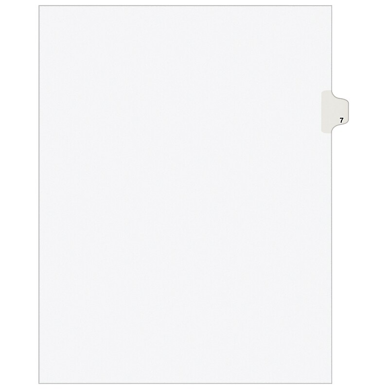 Avery Legal Pre-Printed Paper Dividers, Side Tab #7, White, Avery Style, Letter Size, 25/Pack (11917) image 1