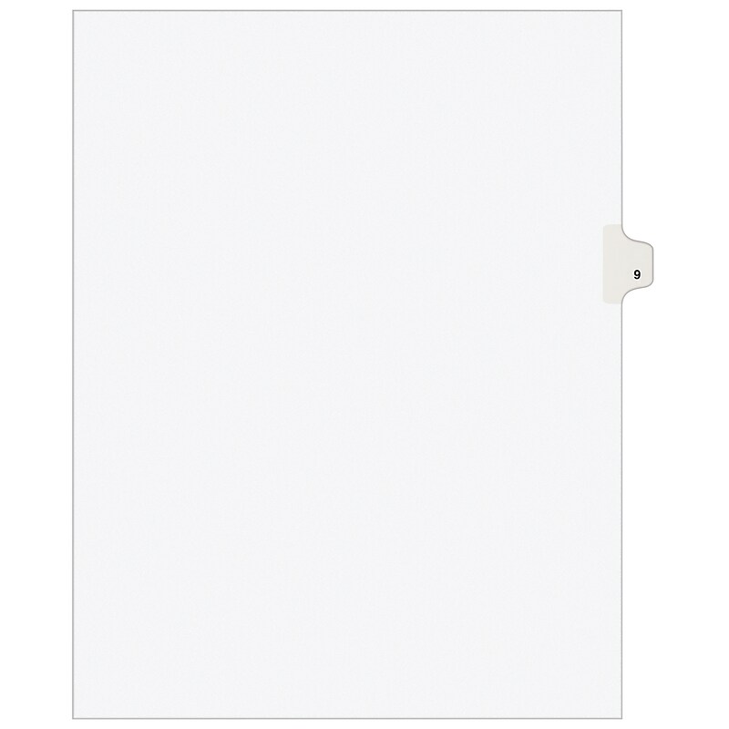 Avery Legal Pre-Printed Paper Dividers, Side Tab #9, White, Avery Style, Letter Size, 25/Pack (11919) image 1