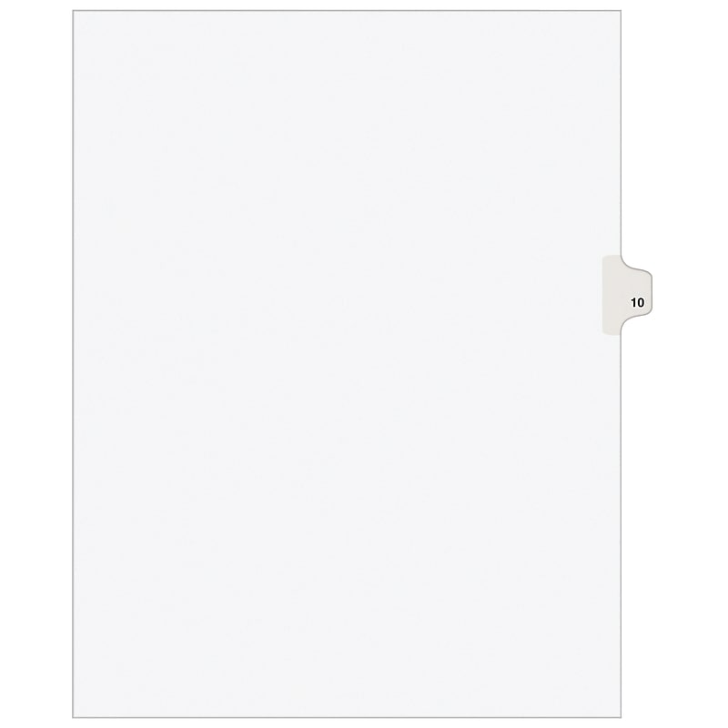 Avery Legal Pre-Printed Paper Dividers, Side Tab #10, White, Avery Style, Letter Size, 25/Pack (11920) image 1