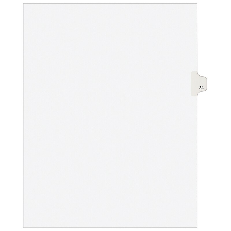 Avery Legal Pre-Printed Paper Dividers, Side Tab #34, White, Avery Style, Letter Size, 25/Pack (01034) image 1