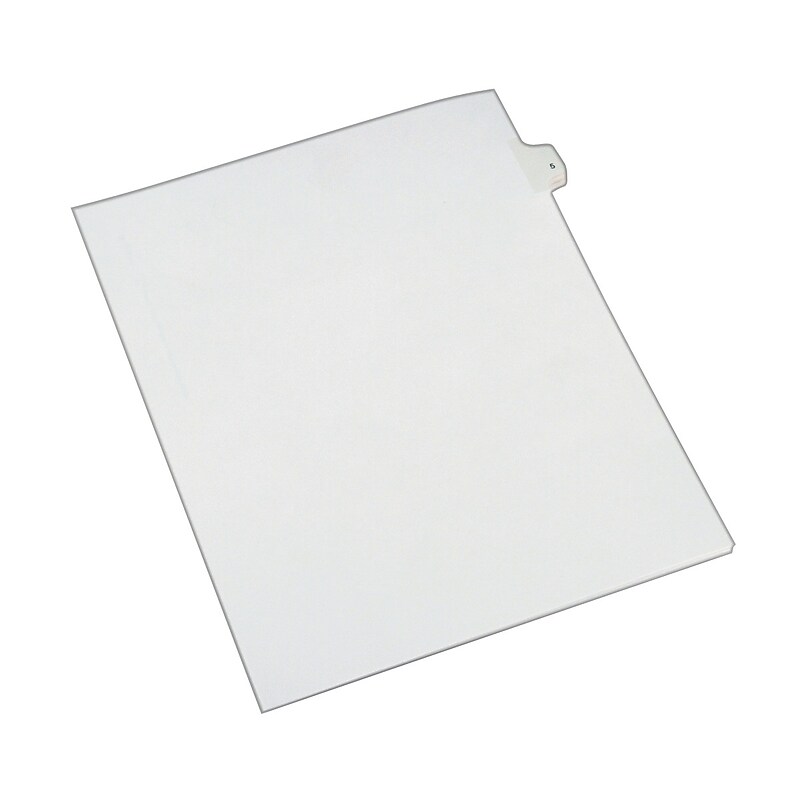 Avery Legal Pre-Printed Paper Dividers, Side Tab #5, White, Allstate Style, Letter Size, 25/Pack (82203) image 1