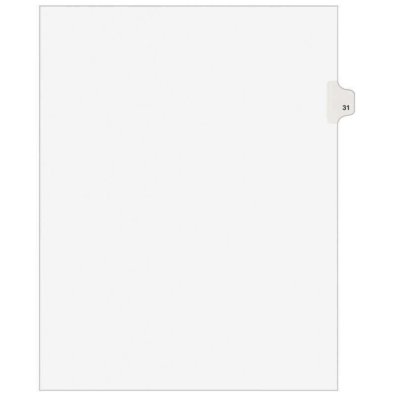 Avery Legal Pre-Printed Paper Dividers, Side Tab #31, White, Avery Style, Letter Size, 25/Pack (01031) image 1