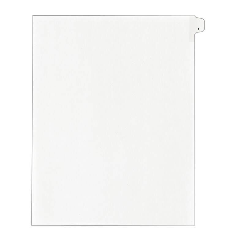 Avery Legal Pre-Printed Paper Dividers, Side Tab #1, White, Allstate Style, Letter Size, 25/Pack (82199) image 1