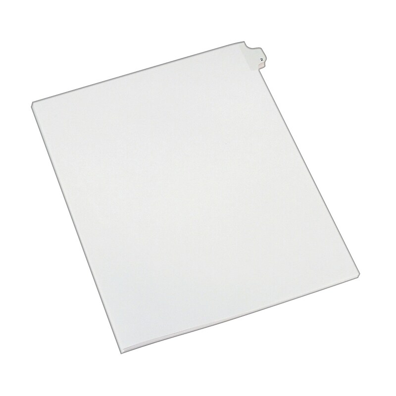 Avery Legal Pre-Printed Paper Dividers, Side Tab #2, White, Allstate Style, Letter Size, 25/Pack (82200) image 1
