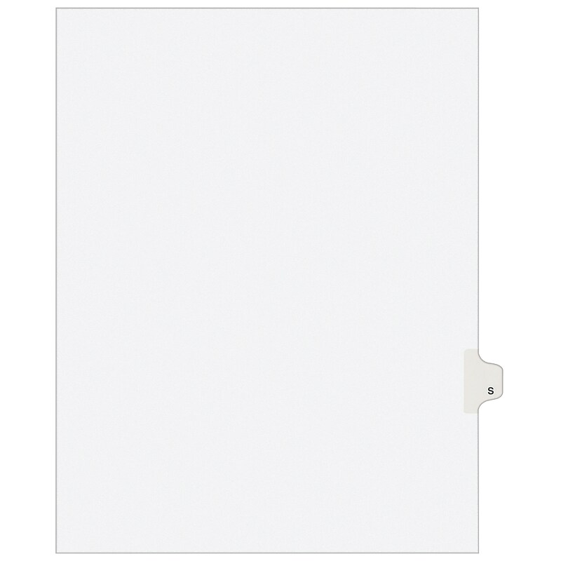 Avery Legal Pre-Printed Paper Dividers, Side Tab S, White, Avery Style, Letter Size, 25/Pack (01419) image 1