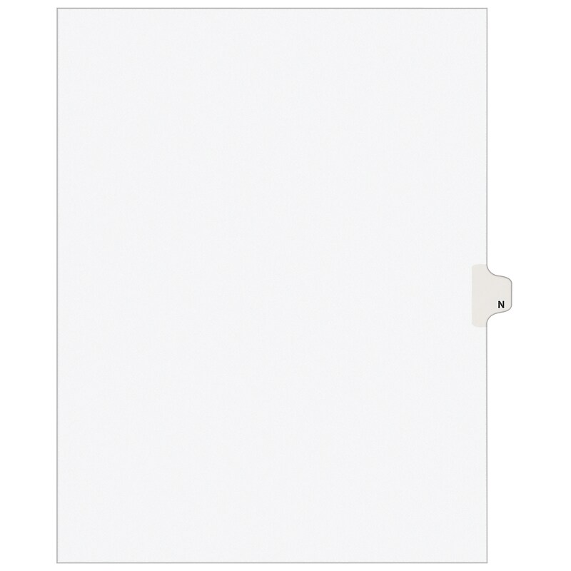 Avery Legal Pre-Printed Paper Dividers, Side Tab N, White, Avery Style, Letter Size, 25/Pack (01414) image 1