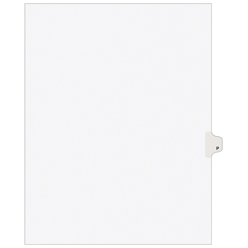 Avery Legal Pre-Printed Paper Dividers, Side Tab P, White, Avery Style, Letter Size, 25/Pack (01416) image 1