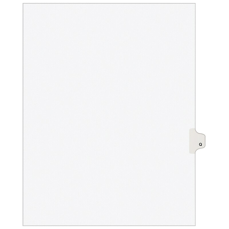 Avery Legal Pre-Printed Paper Dividers, Side Tab Q, White, Avery Style, Letter Size, 25/Pack (01417) image 1