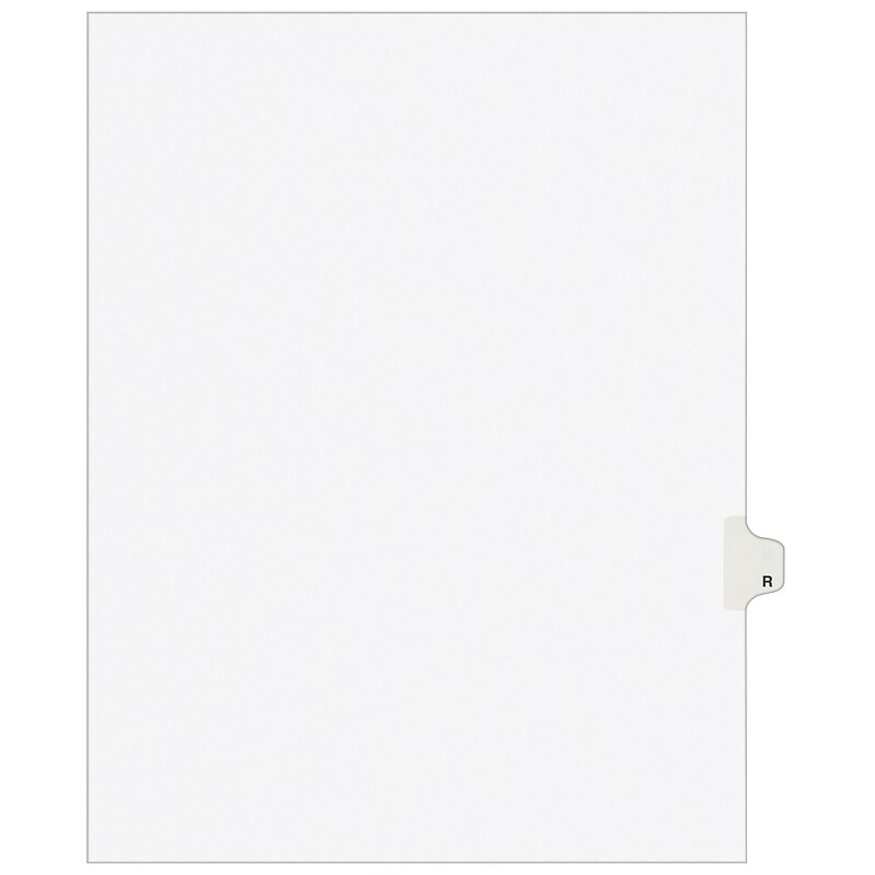 Avery Legal Pre-Printed Paper Dividers, Side Tab R, White, Avery Style, Letter Size, 25/Pack (01418) image 1